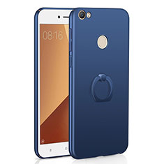 Coque Plastique Housse Etui Rigide Mat avec Support Bague Anneau A01 pour Xiaomi Redmi Y1 Bleu