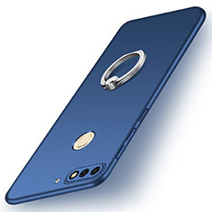 Coque Plastique Housse Etui Rigide Mat avec Support Bague Anneau A02 pour Huawei Enjoy 8 Bleu