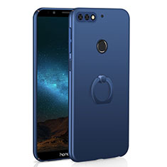 Coque Plastique Housse Etui Rigide Mat avec Support Bague Anneau A03 pour Huawei Honor 7C Bleu