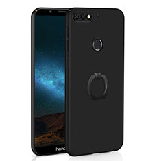 Coque Plastique Housse Etui Rigide Mat avec Support Bague Anneau A03 pour Huawei Y7 (2018) Noir