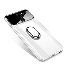 Coque Plastique Housse Etui Rigide Mat avec Support Bague Anneau Aimante A01 pour Samsung Galaxy S9 Plus Blanc