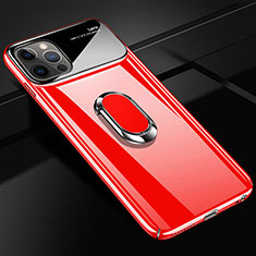 Coque Plastique Housse Etui Rigide Mat avec Support Bague Anneau Aimante Magnetique A01 pour Apple iPhone 12 Pro Rouge