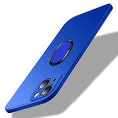 Coque Plastique Housse Etui Rigide Mat avec Support Bague Anneau Aimante Magnetique A01 pour Apple iPhone 13 Bleu