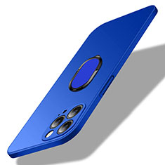 Coque Plastique Housse Etui Rigide Mat avec Support Bague Anneau Aimante Magnetique A01 pour Apple iPhone 15 Pro Bleu