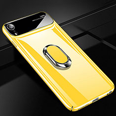 Coque Plastique Housse Etui Rigide Mat avec Support Bague Anneau Aimante Magnetique A01 pour Apple iPhone XR Jaune