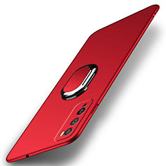 Coque Plastique Housse Etui Rigide Mat avec Support Bague Anneau Aimante Magnetique A01 pour Huawei Enjoy 20 Pro 5G Rouge