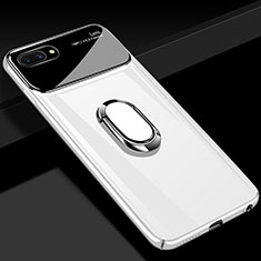 Coque Plastique Housse Etui Rigide Mat avec Support Bague Anneau Aimante Magnetique A01 pour Oppo A5 Blanc