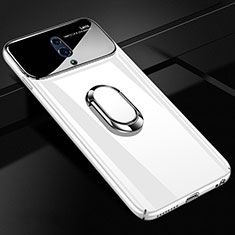 Coque Plastique Housse Etui Rigide Mat avec Support Bague Anneau Aimante Magnetique A01 pour Oppo Realme X Blanc