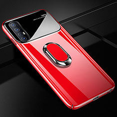 Coque Plastique Housse Etui Rigide Mat avec Support Bague Anneau Aimante Magnetique A01 pour Oppo Reno3 Pro Rouge