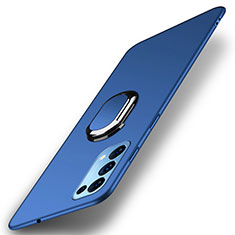 Coque Plastique Housse Etui Rigide Mat avec Support Bague Anneau Aimante Magnetique A01 pour Oppo Reno5 5G Bleu