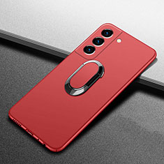 Coque Plastique Housse Etui Rigide Mat avec Support Bague Anneau Aimante Magnetique A01 pour Samsung Galaxy S23 5G Rouge