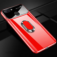 Coque Plastique Housse Etui Rigide Mat avec Support Bague Anneau Aimante Magnetique A01 pour Xiaomi Mi 8 Lite Rouge
