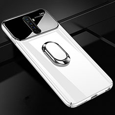 Coque Plastique Housse Etui Rigide Mat avec Support Bague Anneau Aimante Magnetique A02 pour Oppo Reno Ace Blanc