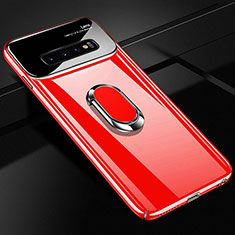 Coque Plastique Housse Etui Rigide Mat avec Support Bague Anneau Aimante Magnetique A02 pour Samsung Galaxy S10 5G Rouge