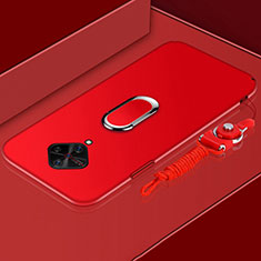 Coque Plastique Housse Etui Rigide Mat avec Support Bague Anneau Aimante Magnetique A02 pour Vivo X50 Lite Rouge