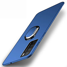 Coque Plastique Housse Etui Rigide Mat avec Support Bague Anneau Aimante Magnetique P01 pour Huawei Honor Play4 5G Bleu