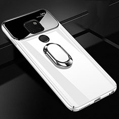 Coque Plastique Housse Etui Rigide Mat avec Support Bague Anneau Aimante Magnetique P01 pour Huawei Mate 20 X 5G Blanc