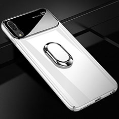 Coque Plastique Housse Etui Rigide Mat avec Support Bague Anneau Aimante Magnetique P01 pour Huawei P20 Blanc