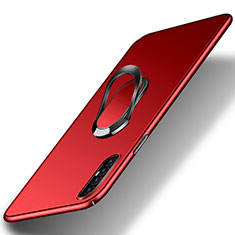 Coque Plastique Housse Etui Rigide Mat avec Support Bague Anneau Aimante Magnetique P01 pour Oppo Reno3 Pro Rouge