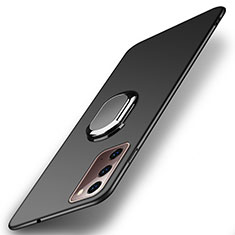 Coque Plastique Housse Etui Rigide Mat avec Support Bague Anneau Aimante Magnetique P01 pour Samsung Galaxy Note 20 5G Noir