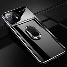 Coque Plastique Housse Etui Rigide Mat avec Support Bague Anneau Aimante Magnetique P01 pour Xiaomi Mi 11 Lite 5G Noir
