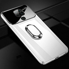 Coque Plastique Housse Etui Rigide Mat avec Support Bague Anneau Aimante Magnetique P01 pour Xiaomi Redmi Note 9 Blanc