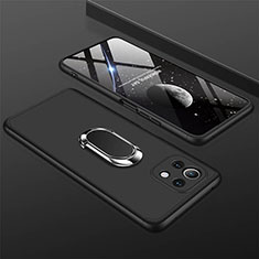 Coque Plastique Housse Etui Rigide Mat avec Support Bague Anneau Aimante Magnetique P02 pour Xiaomi Mi 11 5G Noir