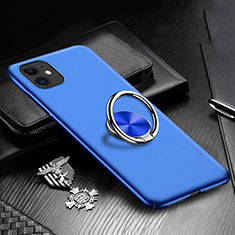 Coque Plastique Housse Etui Rigide Mat avec Support Bague Anneau Aimante Magnetique P03 pour Apple iPhone 11 Bleu