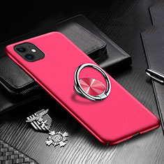 Coque Plastique Housse Etui Rigide Mat avec Support Bague Anneau Aimante Magnetique P03 pour Apple iPhone 11 Rouge