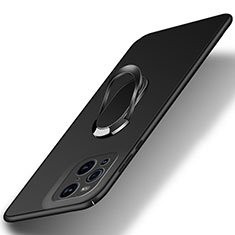 Coque Plastique Housse Etui Rigide Mat avec Support Bague Anneau Aimante Magnetique pour Oppo Find X3 Pro 5G Noir