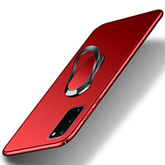 Coque Plastique Housse Etui Rigide Mat avec Support Bague Anneau Aimante Magnetique pour Samsung Galaxy S20 FE (2022) 5G Rouge