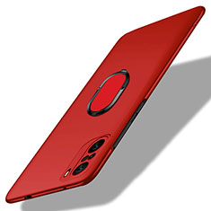 Coque Plastique Housse Etui Rigide Mat avec Support Bague Anneau Aimante Magnetique pour Xiaomi Mi 11i 5G Rouge