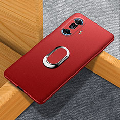 Coque Plastique Housse Etui Rigide Mat avec Support Bague Anneau Aimante Magnetique pour Xiaomi Redmi K40 Gaming 5G Rouge