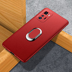 Coque Plastique Housse Etui Rigide Mat avec Support Bague Anneau Aimante Magnetique pour Xiaomi Redmi Note 10 Pro 5G Rouge