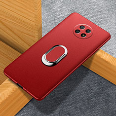 Coque Plastique Housse Etui Rigide Mat avec Support Bague Anneau Aimante Magnetique pour Xiaomi Redmi Note 9T 5G Rouge