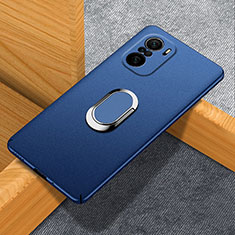 Coque Plastique Housse Etui Rigide Mat avec Support Bague Anneau Aimante Magnetique S01 pour Xiaomi Poco F3 5G Bleu