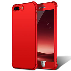 Coque Plastique Mat Protection Integrale 360 Degres Avant et Arriere D01 pour Apple iPhone 7 Plus Rouge