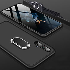 Coque Plastique Mat Protection Integrale 360 Degres Avant et Arriere Etui Housse avec Support Bague Anneau pour Huawei Honor 20 Noir