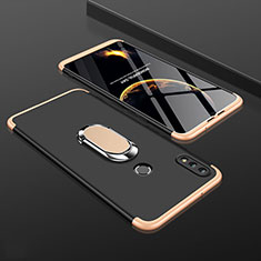 Coque Plastique Mat Protection Integrale 360 Degres Avant et Arriere Etui Housse avec Support Bague Anneau pour Huawei Y9 (2019) Or et Noir