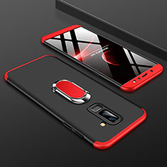 Coque Plastique Mat Protection Integrale 360 Degres Avant et Arriere Etui Housse avec Support Bague Anneau pour Samsung Galaxy A6 Plus (2018) Rouge et Noir