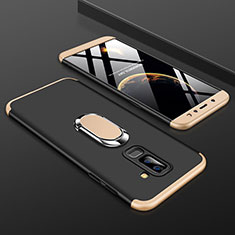 Coque Plastique Mat Protection Integrale 360 Degres Avant et Arriere Etui Housse avec Support Bague Anneau pour Samsung Galaxy A9 Star Lite Or et Noir