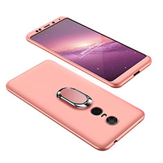 Coque Plastique Mat Protection Integrale 360 Degres Avant et Arriere Etui Housse avec Support Bague Anneau pour Xiaomi Redmi Note 5 Indian Version Or Rose