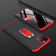 Coque Plastique Mat Protection Integrale 360 Degres Avant et Arriere Etui Housse avec Support Bague Anneau R01 pour Apple iPhone 11 Pro Max Rouge et Noir