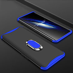 Coque Plastique Mat Protection Integrale 360 Degres Avant et Arriere Etui Housse avec Support Bague Anneau S01 pour Oppo Find X Bleu et Noir