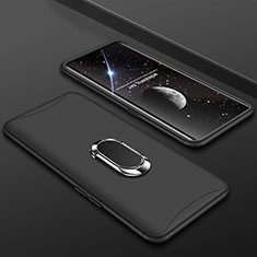 Coque Plastique Mat Protection Integrale 360 Degres Avant et Arriere Etui Housse avec Support Bague Anneau S01 pour Oppo Find X Noir