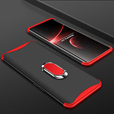 Coque Plastique Mat Protection Integrale 360 Degres Avant et Arriere Etui Housse avec Support Bague Anneau S01 pour Oppo Find X Rouge et Noir