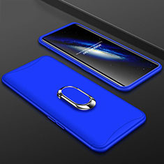 Coque Plastique Mat Protection Integrale 360 Degres Avant et Arriere Etui Housse avec Support Bague Anneau S01 pour Oppo Find X Super Flash Edition Bleu