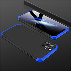 Coque Plastique Mat Protection Integrale 360 Degres Avant et Arriere Etui Housse M01 pour Apple iPhone 12 Pro Bleu et Noir
