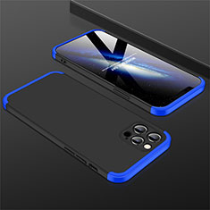 Coque Plastique Mat Protection Integrale 360 Degres Avant et Arriere Etui Housse M01 pour Apple iPhone 12 Pro Max Bleu et Noir