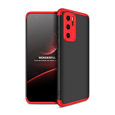 Coque Plastique Mat Protection Integrale 360 Degres Avant et Arriere Etui Housse M01 pour Huawei P40 Rouge et Noir